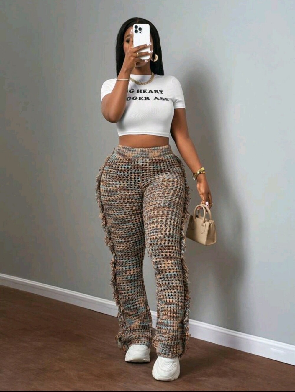 Fringe Knit Flare Pants - Picture 1 of 3